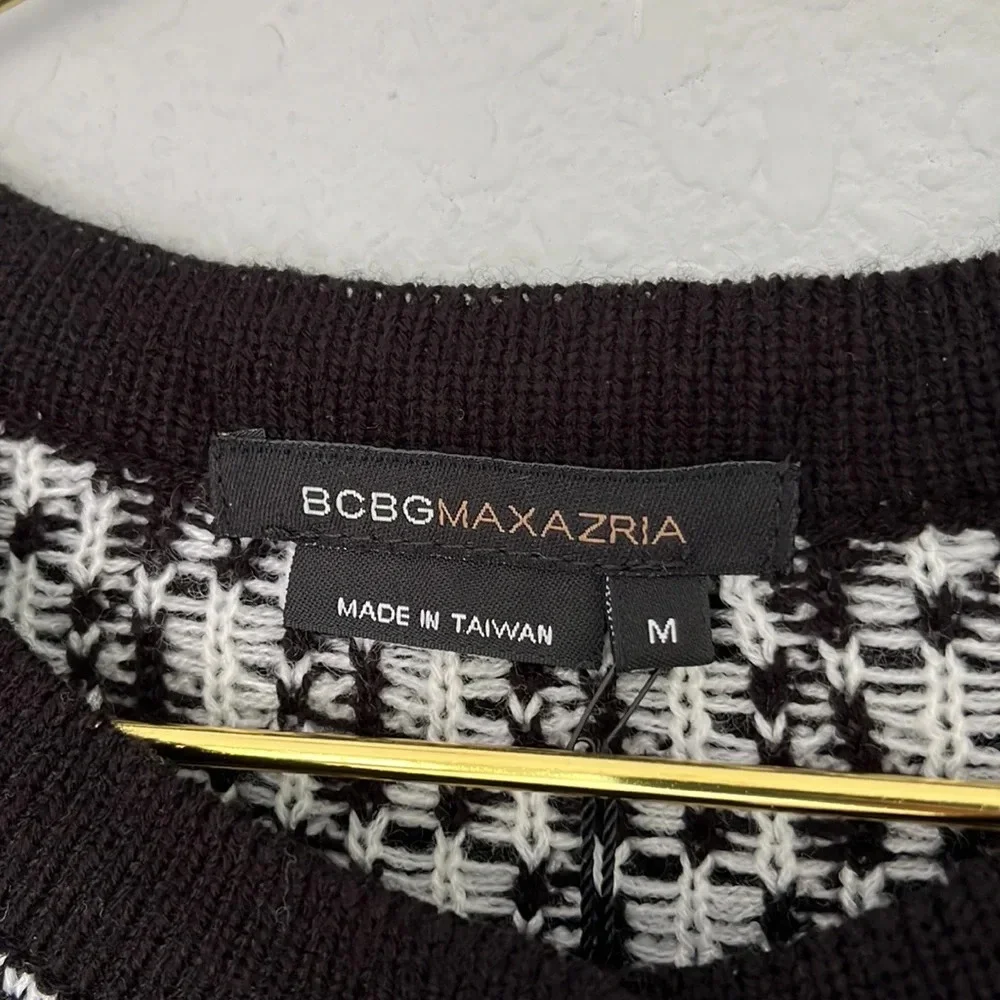 NWT BCBG Maxazria Black & White Houndstooth Print Cardigan M - Picture 7 of 7